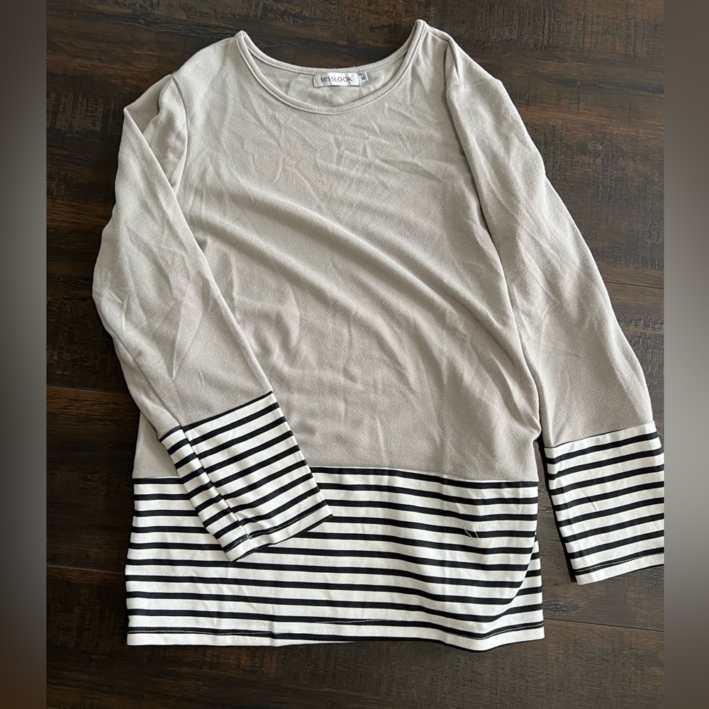 MISSLOOK Striped Long Sleeve Top